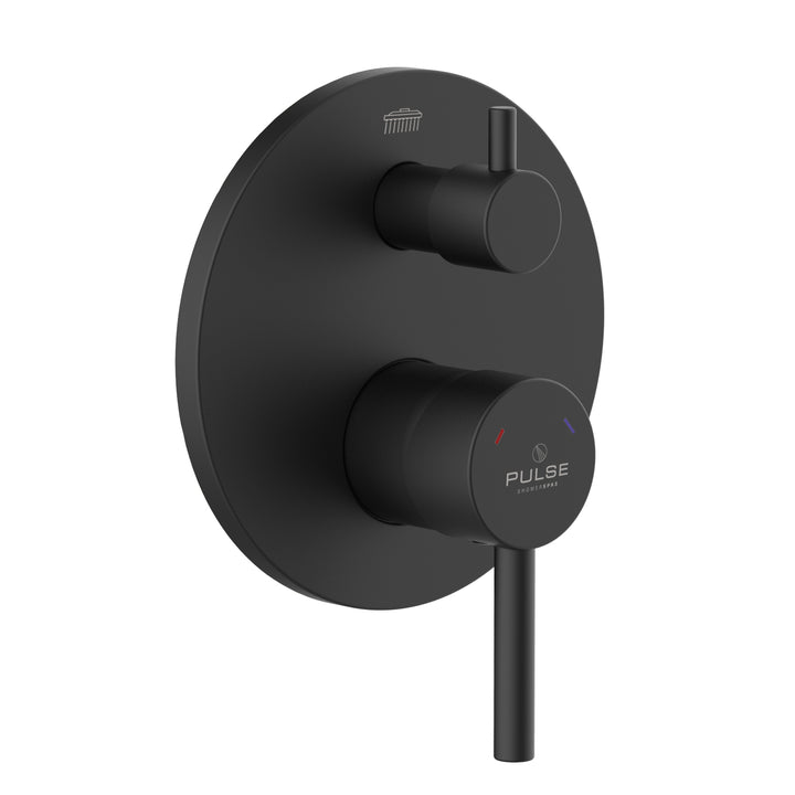 PULSE ShowerSpas Two Way Tru-Temp Pressure Balance 1/2" Rough-In Valve with Matte Black Trim Kit (3005-RIVD-MB)