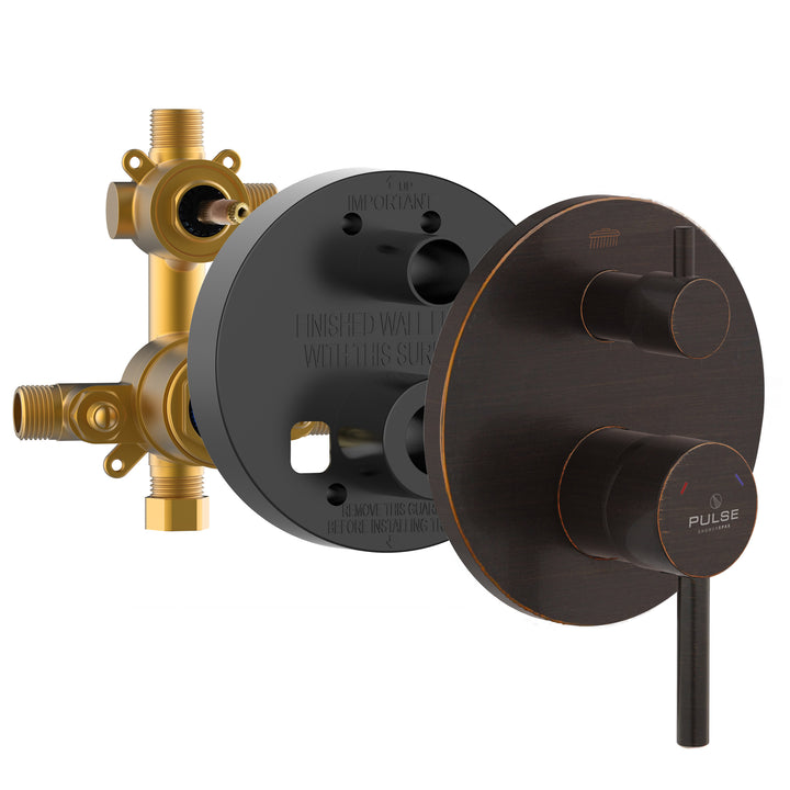PULSE ShowerSpas Two Way Tru-Temp Pressure Balance 1/2" Rough-In Valve with Oil-Rubbed Bronze Trim Kit (3005-RIVD-ORB)