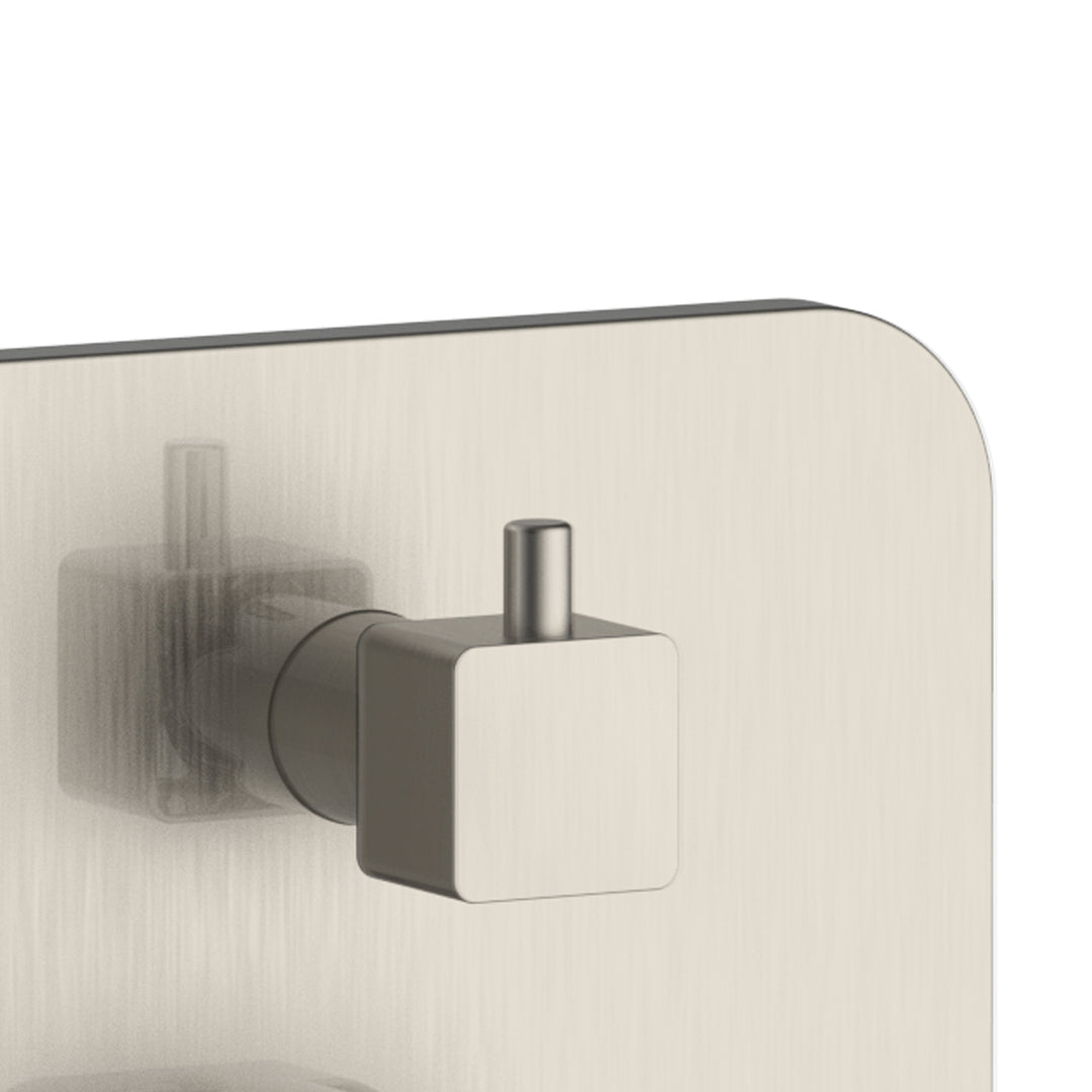 PULSE ShowerSpas Two Way Tru-Temp Pressure Balance 1/2" Rough-In Valve with Square Brushed Nickel Trim Kit (3007-RIVD-BN)