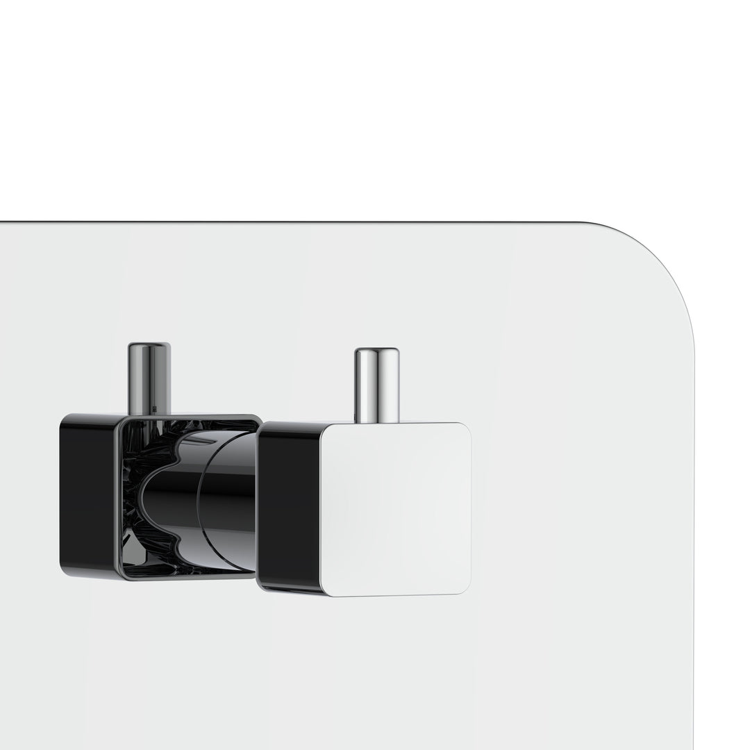 PULSE ShowerSpas Two Way Tru-Temp Pressure Balance 1/2" Rough-In Valve with Square Chrome Trim Kit (3007-RIVD-CH)