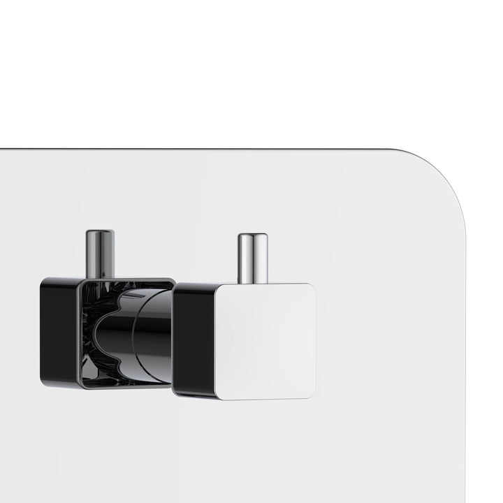 PULSE ShowerSpas Two Way Tru-Temp Pressure Balance 1/2" Rough-In Valve with Square Chrome Trim Kit (3007-RIVD-CH)