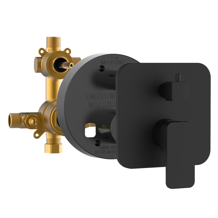 PULSE ShowerSpas Two Way Tru-Temp Pressure Balance 1/2" Rough-In Valve with Square Oil-Rubbed Bronze Trim Kit (3007-RIVD-MB)