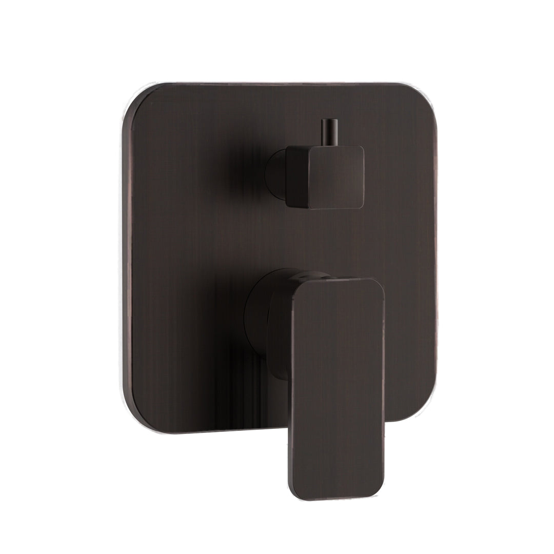 PULSE ShowerSpas Two Way Tru-Temp Pressure Balance 1/2" Rough-In Valve with Square Matte Black Trim Kit (3007-RIVD-ORB)