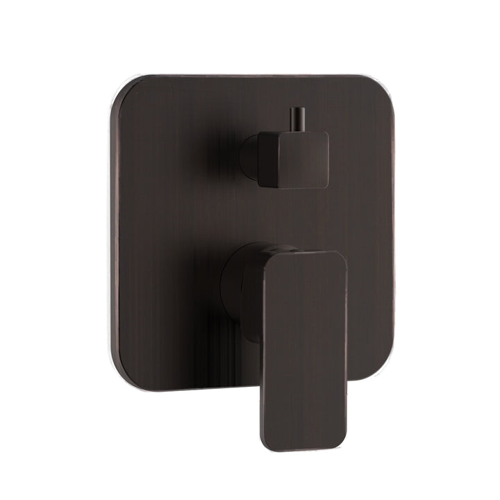 PULSE ShowerSpas Two Way Tru-Temp Pressure Balance 1/2" Rough-In Valve with Square Matte Black Trim Kit (3007-RIVD-ORB)