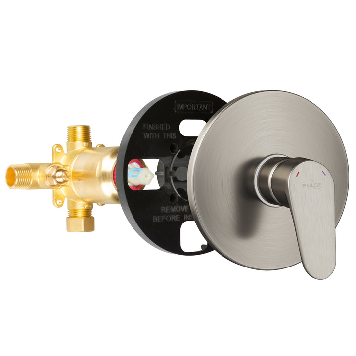 PULSE ShowerSpas Tru-Temp Pressure Balance 1/2" Rough-In Valve with Brushed Nickel Trim Kit (3001-RIV-PB-BN)