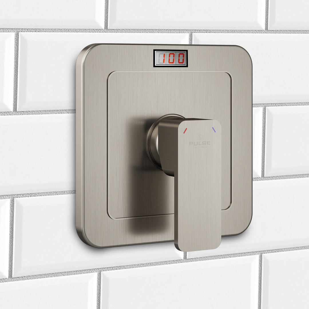 PULSE ShowerSpas LED Tru-Temp Pressure Balance 1/2" Rough-In Valve with Brushed Nickel Trim Kit (3004-RIV-PB-BN)