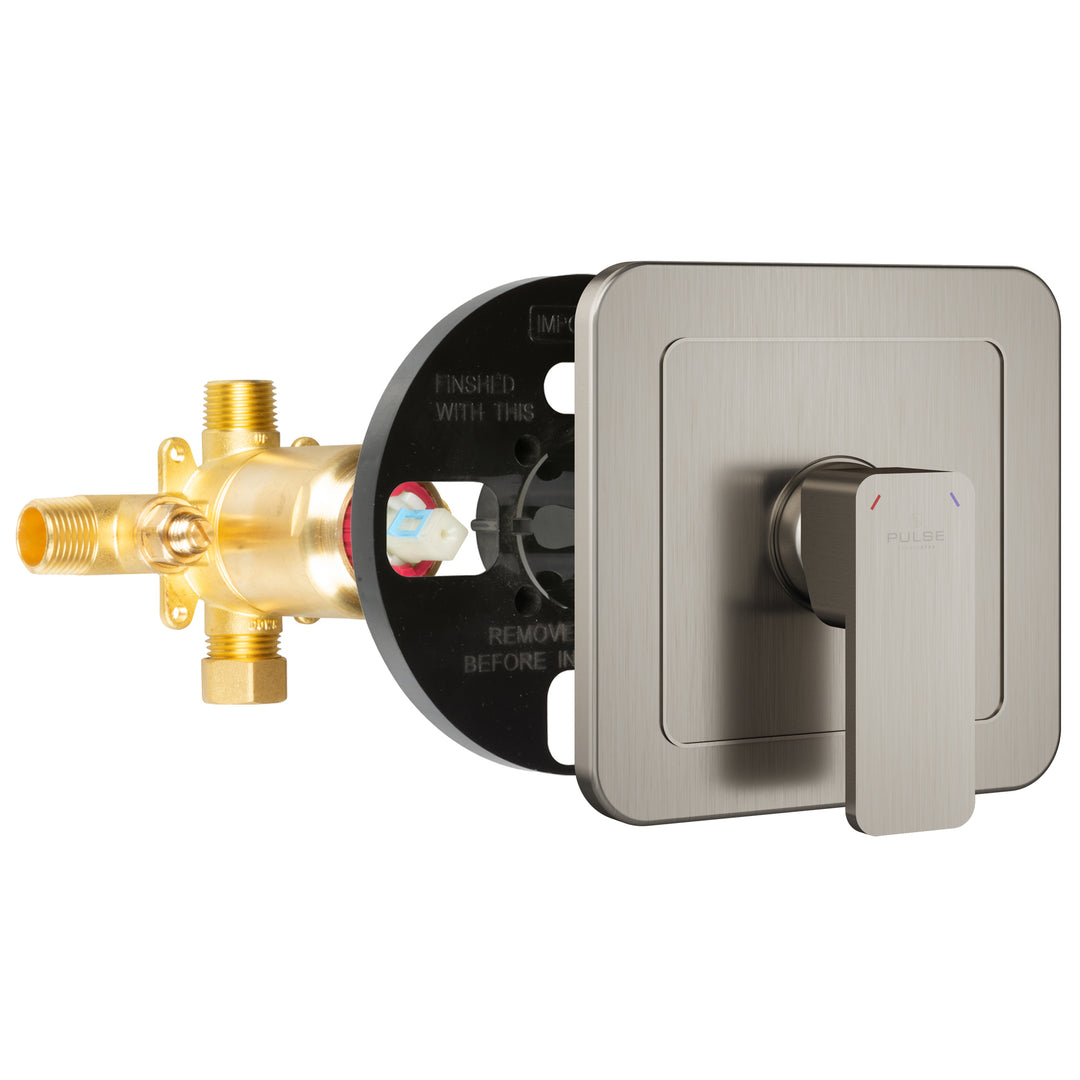 PULSE ShowerSpas Tru-Temp Pressure Balance 1/2" Rough-In Valve with Brushed Nickel Trim Kit (3003-RIV-PB-BN)