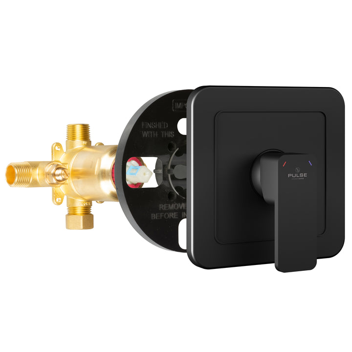 PULSE ShowerSpas Tru-Temp Pressure Balance 1/2" Rough-In Valve with Matte Black Trim Kit (3003-RIV-PB-MB)