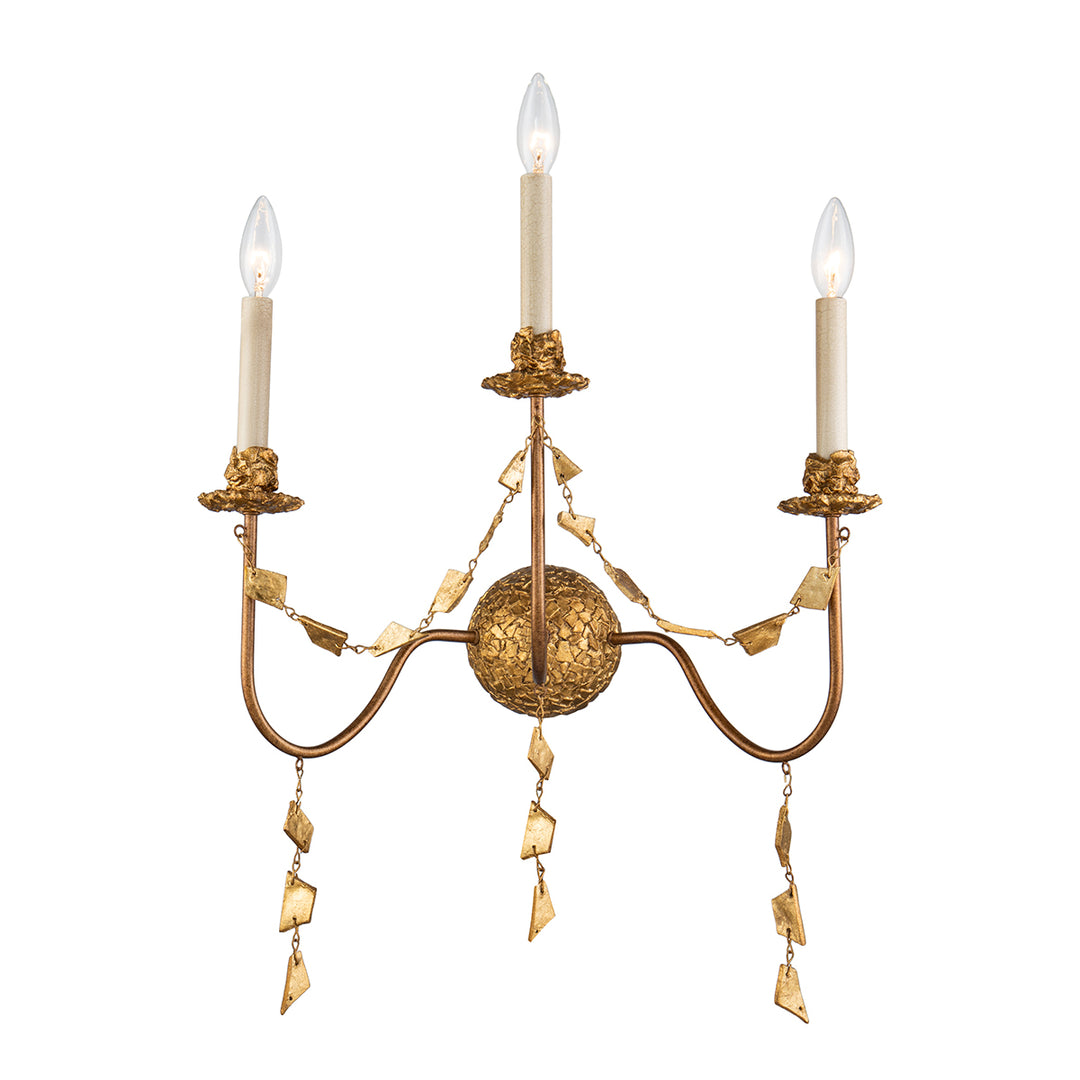 Mosaic 3-Light Flambeau Inspired Wall Sconce in Antique Gold (SC1158-3)