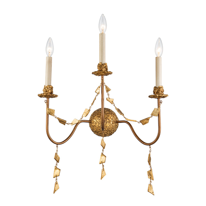 Mosaic 3-Light Flambeau Inspired Wall Sconce in Antique Gold (SC1158-3)