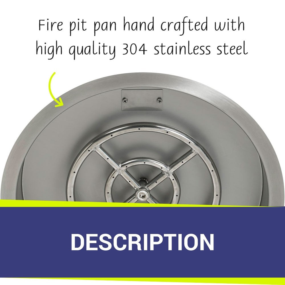 25" Round SS Drop-In FirePit Pan w/18" Fire Ring