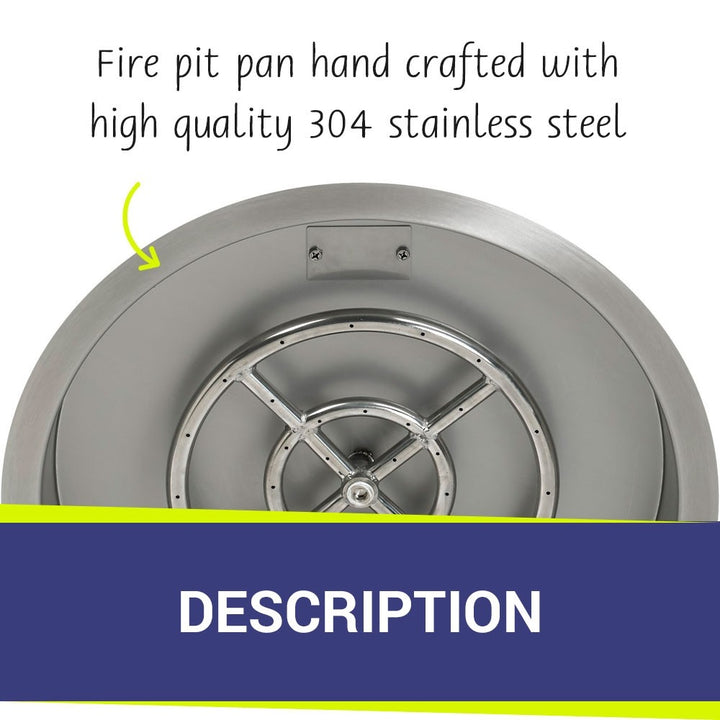 25" Round SS Drop-In FirePit Pan w/18" Fire Ring