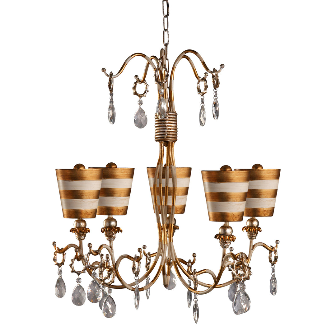 Tivoli 5 Light Striped Gold Shaded 30 In Unique Chandelier (CH1038-G)