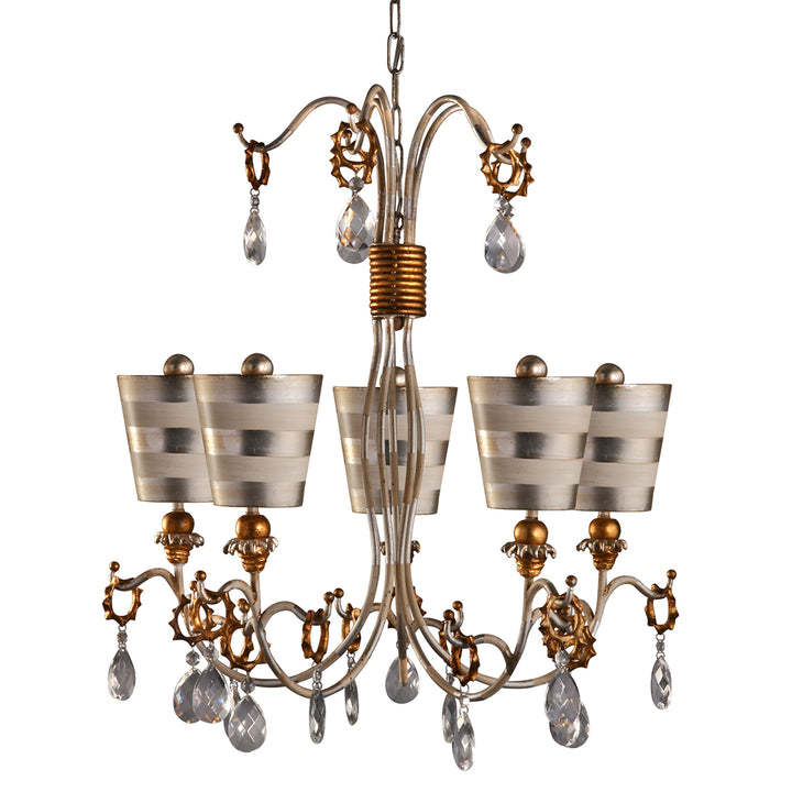 Tivoli 5 Light Striped Silver Shaded 30 In Unique Chandelier (CH1038-S)