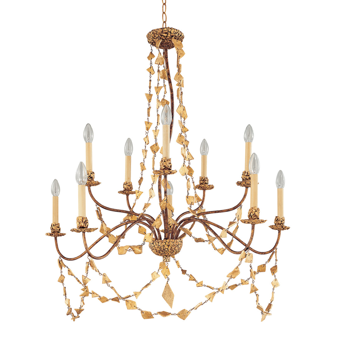 Mosaic Extra Large Antiqued Gold Flambeau Inspired 15 Light Chandelier (CH1158-15)