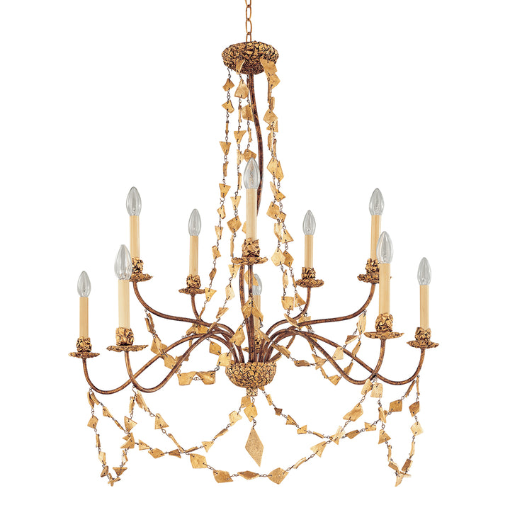 Mosaic Extra Large Antiqued Gold Flambeau Inspired 15 Light Chandelier (CH1158-15)