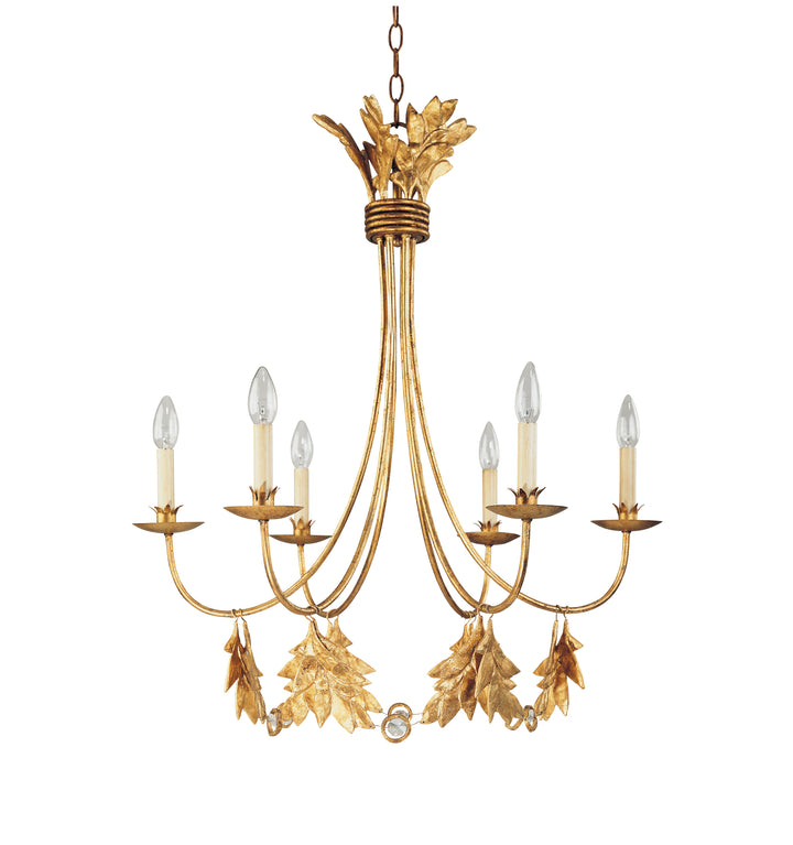 Sweet Olive French Rustic Metal and Crystal 6  Light Chandelier in Antiqued Gold (CH1159-6)